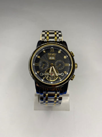 SKMEI Men's Automatic Luxury Watch – Black &amp; Gold Edition